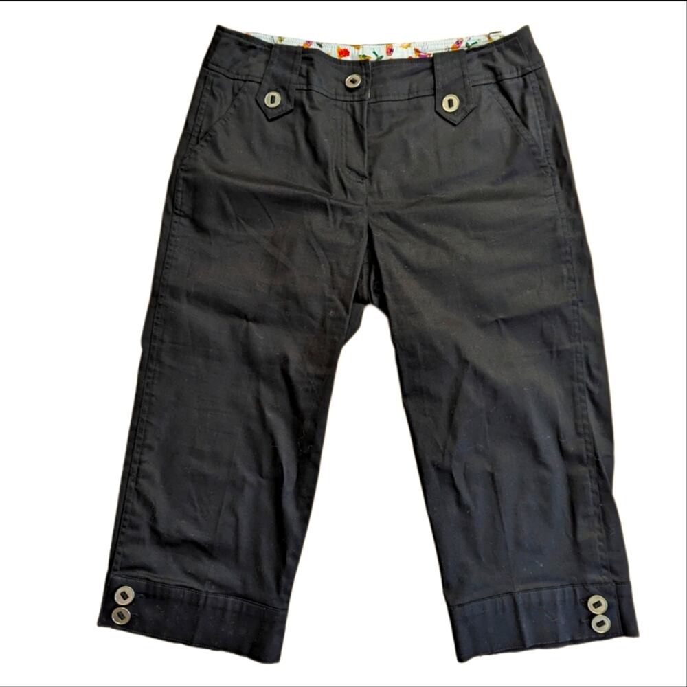 Sandro Black Classic Button Detail Preppy Casual Bermuda Cropped Dress Pants